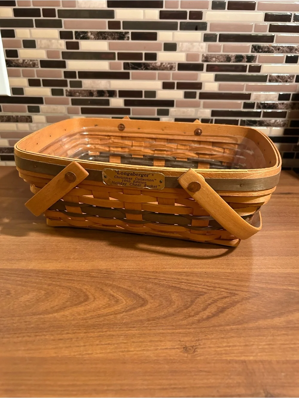 Vintage Longaberger Holiday Cheer Collection Rectangular Picnic Basket